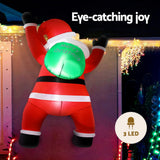 Jingle Jollys Christmas Inflatable Santa Climbing LED Illuminated Decorations 1.9M - Top-Down View