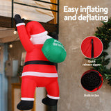 Jingle Jollys Christmas Inflatable Santa Climbing LED Illuminated Decorations 1.9M - 45-Degree Angle