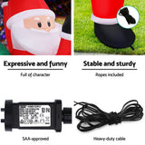 Jingle Jollys Christmas Inflatable Santa Climbing LED Illuminated Decorations 1.9M - Rear View