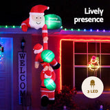 Jingle Jollys Christmas Inflatable Climbing Santa 2.5M Height LED Decorations Illuminated - Top-Down View