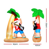 Jingle Jollys Inflatable Santa Guitar with LED Lights - 2.1M Holiday Display - Front View