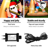 Jingle Jollys Inflatable Santa Guitar with LED Lights - 2.1M Holiday Display - 45-Degree Angle