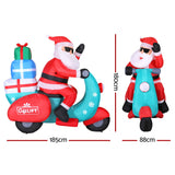 Inflatable Santa on Motorcycle with LED Lights for Christmas Cheer - Front View