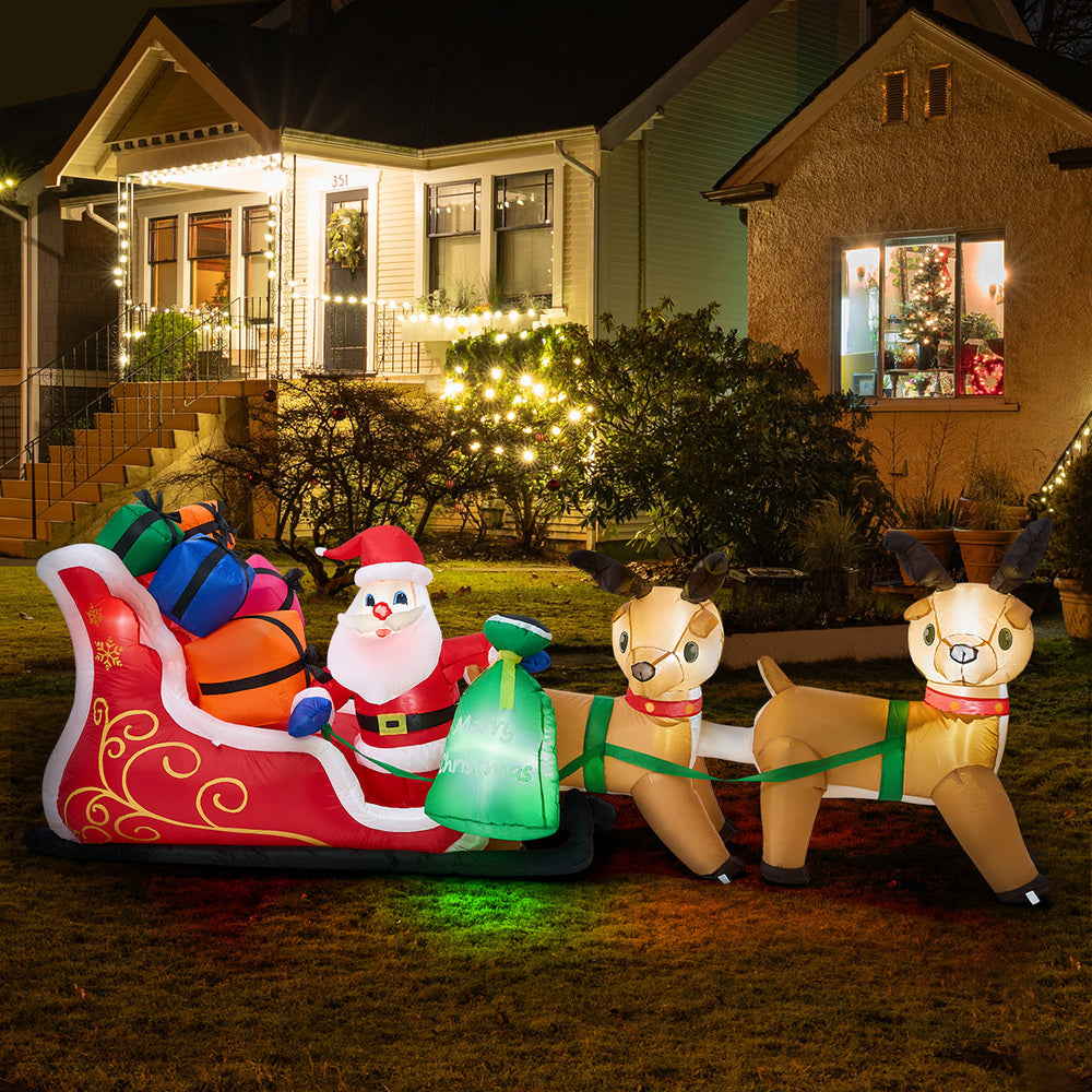 Tinseltown 3M Christmas Inflatable Santa Claus Sleigh Reindeers LED