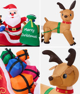 Tinseltown 3M Christmas Inflatable Santa Claus Sleigh Reindeers LED - Close-Up Angle