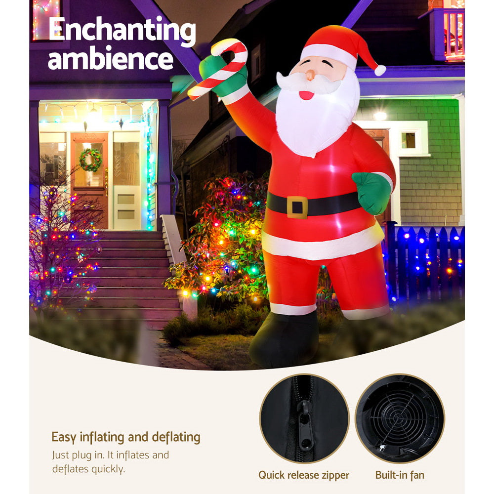 Giant Inflatable Santa Claus for Christmas - 3M LED Holiday Decoration