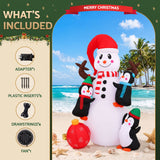 Jingle Jollys Christmas Inflatable Snowman 1.8M Height LED Outdoor Decorations Illuminated - Close-Up Angle