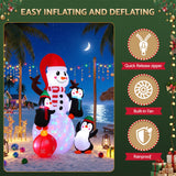 Jingle Jollys Christmas Inflatable Snowman 1.8M Height LED Outdoor Decorations Illuminated - Low Angle