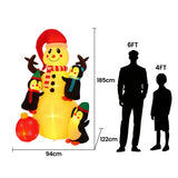 Jingle Jollys Christmas Inflatable Snowman 1.8M Height LED Outdoor Decorations Warm Light - Front View