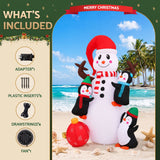Jingle Jollys Christmas Inflatable Snowman 1.8M Height LED Outdoor Decorations Warm Light - Close-Up Angle