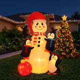 Jingle Jollys Christmas Inflatable Snowman 1.8M Height LED Outdoor Decorations Warm Light - Extra Image