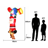 Jingle Jollys Christmas Inflatable Climbing Santa 3.5M Height LED Decorations Illuminated - Front View