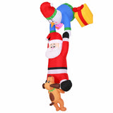 Jingle Jollys Christmas Inflatable Climbing Santa 3.5M Height LED Decorations Illuminated - Side View