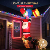 Jingle Jollys Christmas Inflatable Climbing Santa 3.5M Height LED Decorations Illuminated - 45-Degree Angle