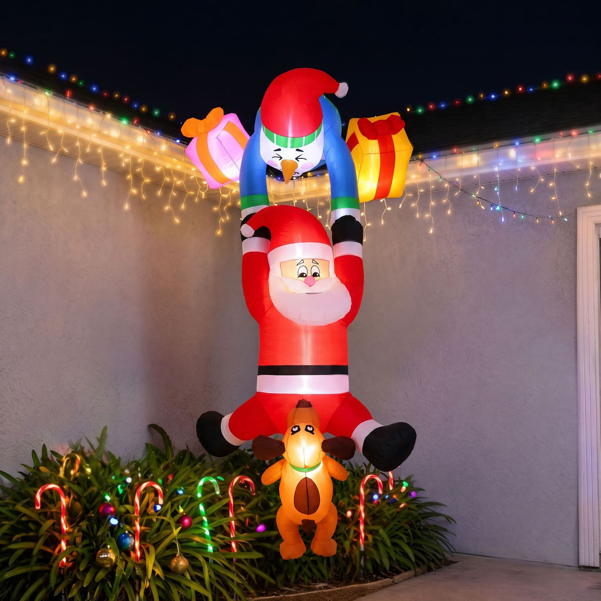 Jingle Jollys Christmas Inflatable Climbing Santa 3.5M Height LED Decorations Illuminated
