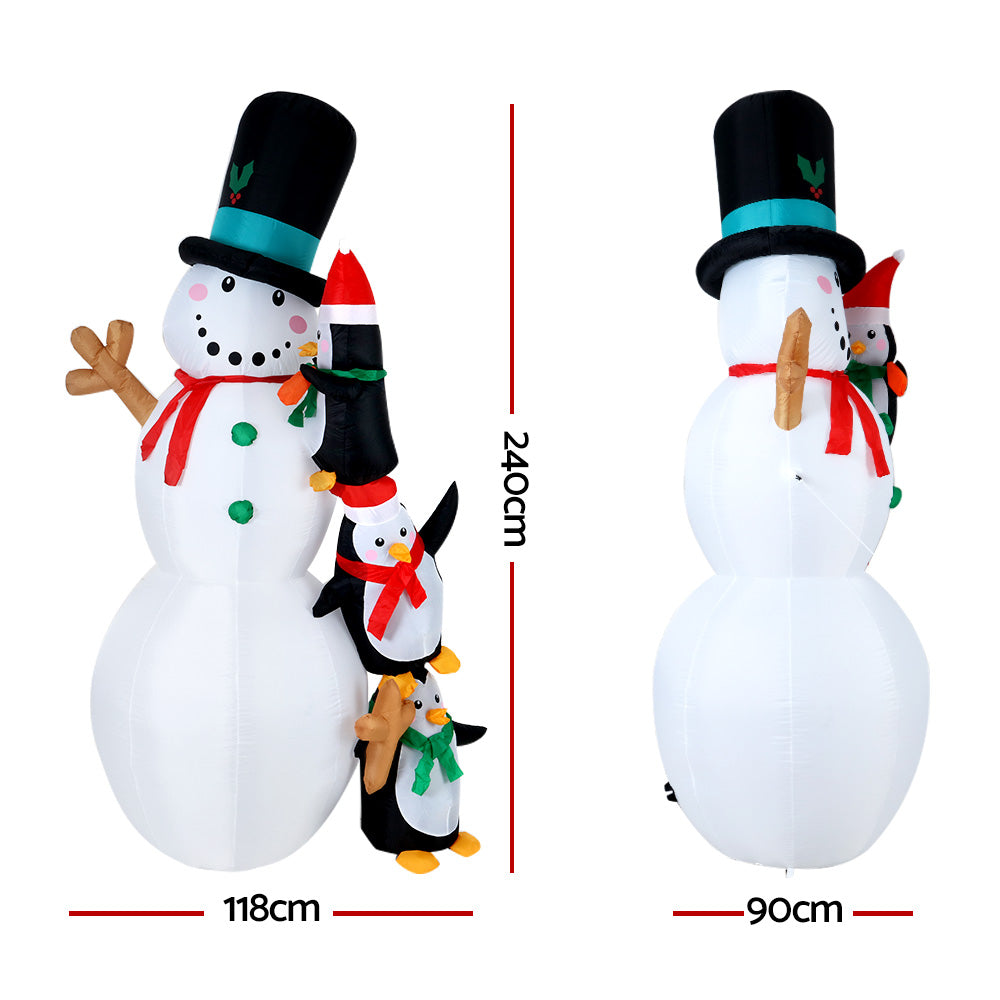 Jingle Jollys 2.4M Illuminated Christmas Inflatable Snowman Decoration