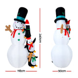 Jingle Jollys 2.4M Illuminated Christmas Inflatable Snowman Decoration - Front View