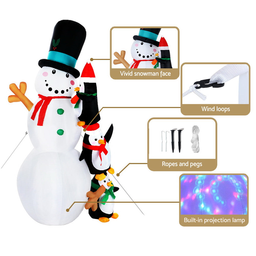 Jingle Jollys 2.4M Illuminated Christmas Inflatable Snowman Decoration