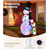 Jingle Jollys 2.4M Illuminated Christmas Inflatable Snowman Decoration - Close-Up Angle