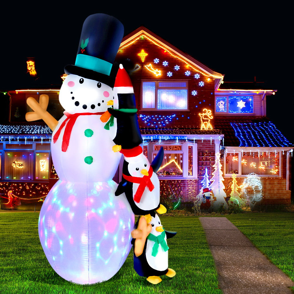 Jingle Jollys 2.4M Illuminated Christmas Inflatable Snowman Decoration