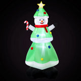 Jingle Jollys Christmas Inflatable Snowman Tree 2.75M Height LED Decorations Illuminated - Front View