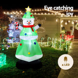 Jingle Jollys Christmas Inflatable Snowman Tree 2.75M Height LED Decorations Illuminated - Top-Down View
