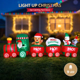 Jingle Jollys Christmas Inflatable Santa Train 3.6M Length LED Decorations Illuminated - 45-Degree Angle