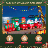 Jingle Jollys Christmas Inflatable Santa Train 3.6M Length LED Decorations Illuminated - Low Angle