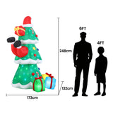 Jingle Jollys Christmas Inflatable Santa Tree 2.5M Height Flashing Light Decorations Illuminated - Front View