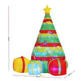 Jingle Jollys Christmas Inflatable Gift Tree 2.2M Height Flashing Light Decorations Illuminated - Front View