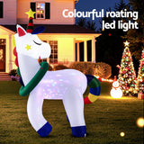 Jingle Jollys Christmas Inflatable Unicorn 1.8M Tall Outdoor Decorations Illuminated - Top-Down View