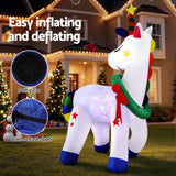 Jingle Jollys Christmas Inflatable Unicorn 1.8M Tall Outdoor Decorations Illuminated - 45-Degree Angle