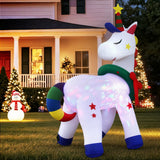 Jingle Jollys Christmas Inflatable Unicorn 1.8M Tall Outdoor Decorations Illuminated - Close-Up Angle