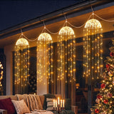 Jingle Jollys Christmas Lights Solar Jellyfish 4Pcs Garden Decorative Warm White - Front View