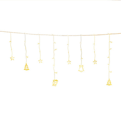 Jingle Jollys 138 LED Christmas Icicle Lights, 3M Warm White, Eight Modes, Battery Powered