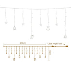 Jingle Jollys 138 LED warm white Christmas icicle lights, 3M, 12 icicle drops