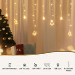 Jingle Jollys 138 LED warm white Christmas icicle lights, 3M, battery box for 3 AA batteries