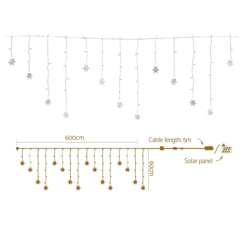 Jingle Jollys 6M Solar LED Icicle Lights - 160 Cold White Bulbs for Enchanting Holiday Decor