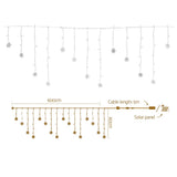 Jingle Jollys 6M Solar LED Icicle Lights - 160 Cold White Bulbs for Enchanting Holiday Decor - Front View