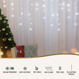 Jingle Jollys 6M Solar LED Icicle Lights - 160 Cold White Bulbs for Enchanting Holiday Decor - Top-Down View