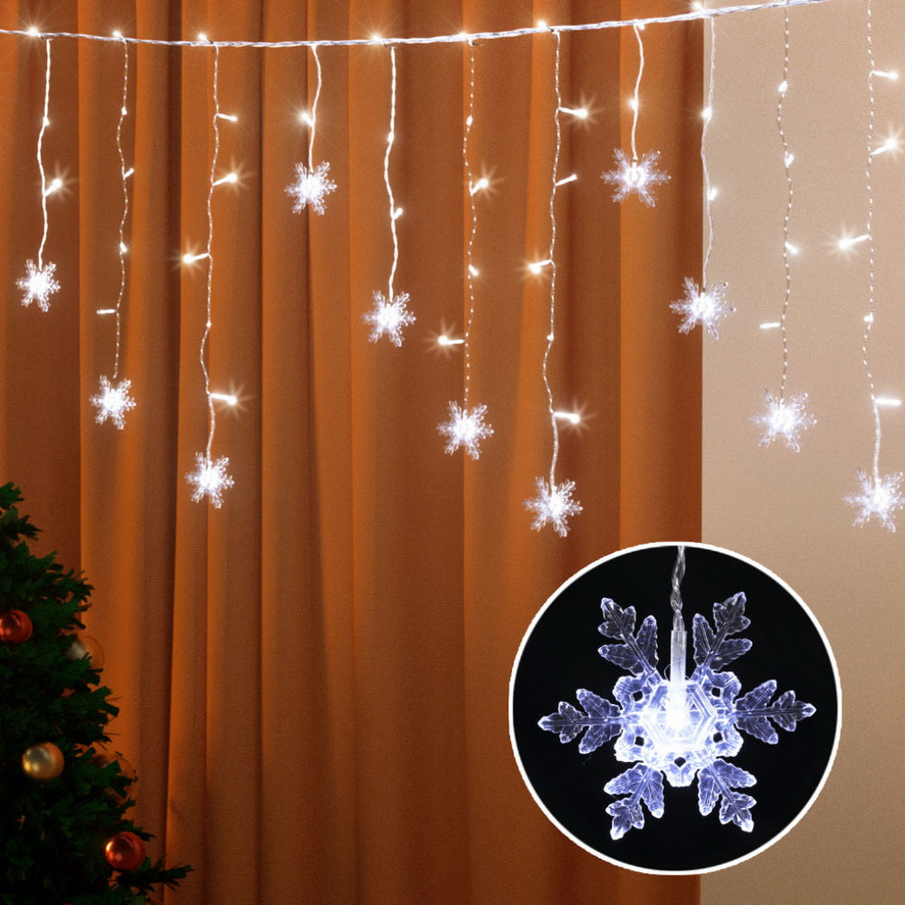 Jingle Jollys 6M Solar LED Icicle Lights - 160 Cold White Bulbs for Enchanting Holiday Decor
