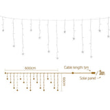 160 LED 6M Christmas Lights Icicle Light Solar Warm Jingle Jollys