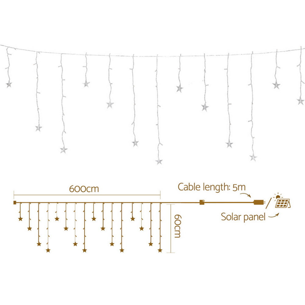 Solar-Powered 160 LED Warm White 6M Christmas Icicle Lights for Festive Decor