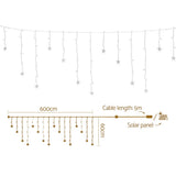 Solar-Powered 160 LED Warm White 6M Christmas Icicle Lights for Festive Decor - Front View