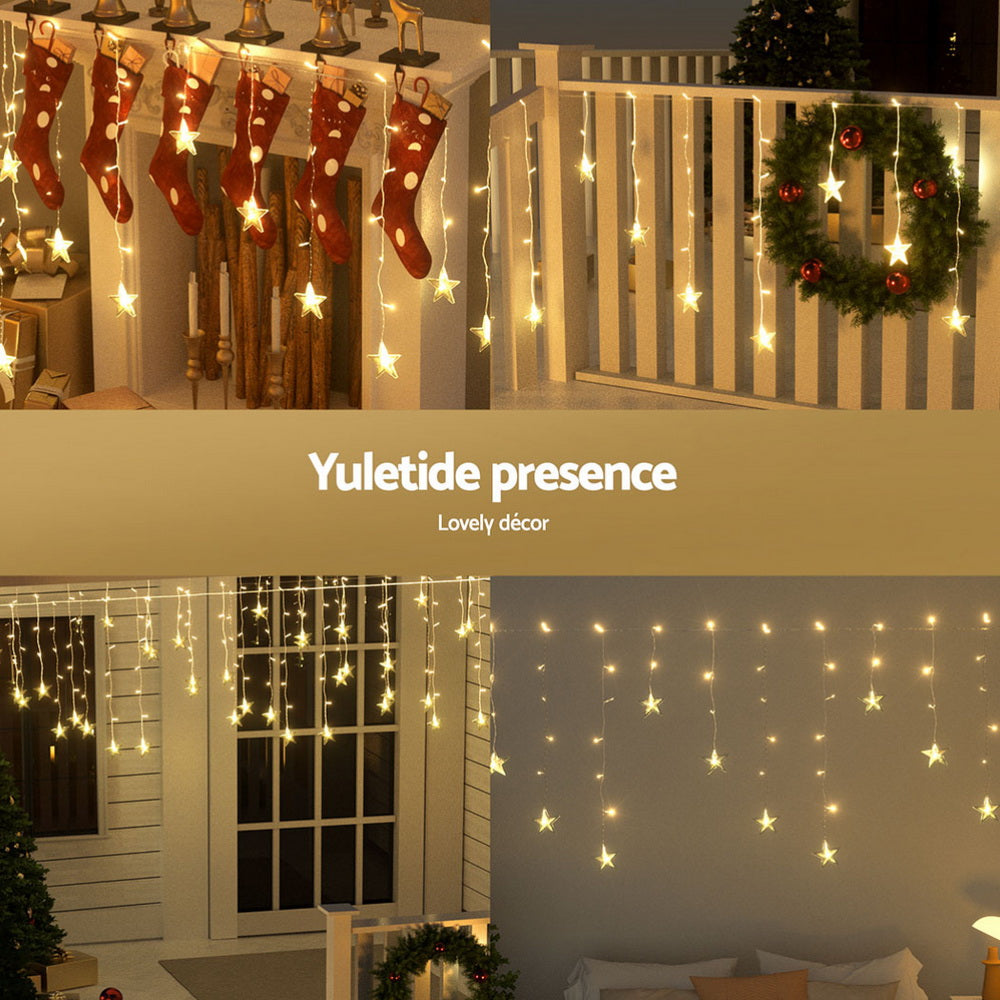 Solar-Powered 160 LED Warm White 6M Christmas Icicle Lights for Festive Decor