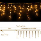 12.5M Christmas Lights Solar Icicle String Light Warm White Jingle Jollys - Front View