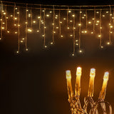 12.5M Christmas Lights Solar Icicle String Light Warm White Jingle Jollys - Low Angle