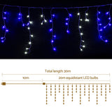20M Christmas Lights Icicle Light 800 LED Blue White Decor Jingle Jollys - Front View
