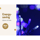 20M Christmas Lights Icicle Light 800 LED Blue White Decor Jingle Jollys - Side View