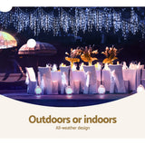 20M Christmas Lights Icicle Light 800 LED Blue White Decor Jingle Jollys - Close-Up Angle